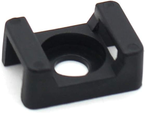 Black 9mm Cable Tie Mount Base Saddle Type Holder, Large Size 0.75 inch, Pack of 100, Screw Wire Bundle Holder