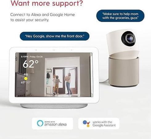 Hoop Indoor Home HD Security Camera, Night Vision, 350° Pan/Tilt, Motion and Sound Detection, Two-Way Audio, Easy