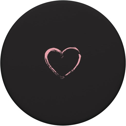 Pink Heart Black PopSockets Standard Grip