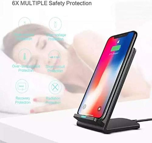BoxWave Wireless QuickCharge Stand Charger for Blackview BV9800 Pro (10W), No Cord Needed - Jet Black