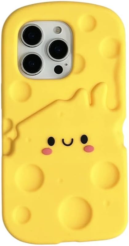 AZIALOWK Soft Silicone Cheese Phone Case for Apple Food Yellow Color Bright Vibrant