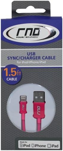 RND Apple Certified Lightning to USB Cable, 1.5FT, for iPhone, iPad, iPod, Pink