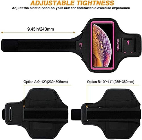 Sweatproof Armband for iPhone 16/15/14/13/12/11/XR, Running Exercise Bag with Card Slot (Pink)