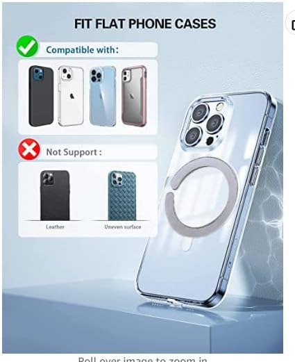 6 PCS Adhesive Metal Ring Stickers for Phone Case, Magsafe Sticker Case Thin Converter for iPhone 12/13/14