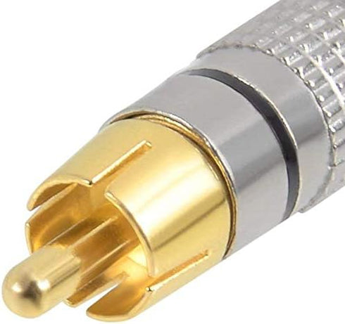 4Pcs RCA Plugs, Gold Plated Solderless Male Plug Screws, Audio Video in-Line Jack Cable Connector, 2 Black and 2 Red