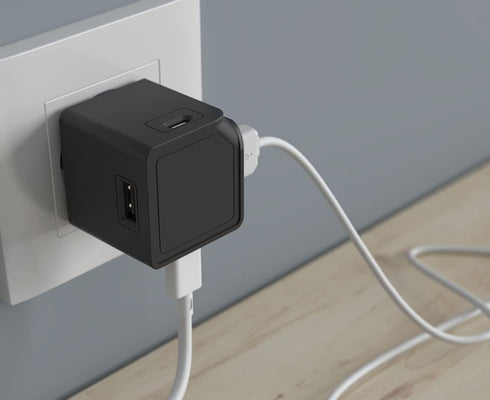 Allocacoc, USB Cube Original, USB Wall Charger, 4 Ports, 2 USB-C & 2 USB, 3A, 5V, 15W, Compact Design, Compatible with iPhone, Android, Galaxy, Pixel, iPad, Nintendo Switch and More