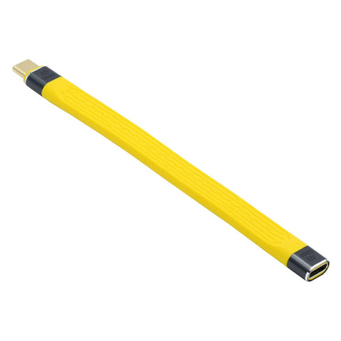 cablecc Yellow USB4 Extension Cable, Slim Flat Male to Female, 40Gbps with 100W Charging and 8K@60Hz USB4.0