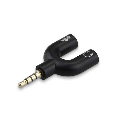 3.5mm Stereo Splitter Y Adapter - Audio to Mic Headset Jack Plug, Black
