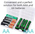 Battery Case for AA/AAA Batteries - Compact Portable Organizer Storage Case, Clear Protective for Home/Office/Travel (4