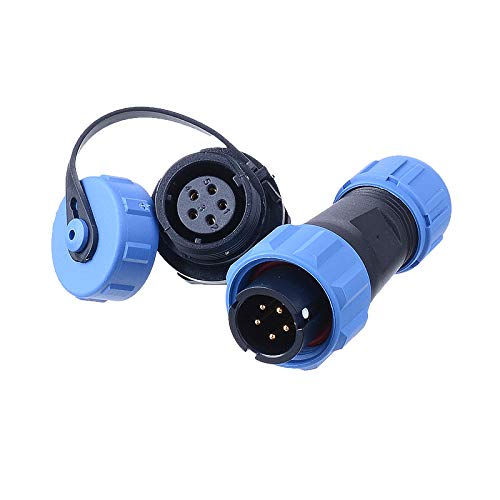 SP13 Aviation Connector M13 Male Plug + Circular Female Socket, Outdoor Waterproof IP68 Plastic Connectors with Cap, 5