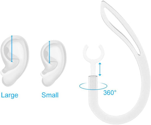 Ear Hooks, Flexible Ear Piece Clamp, Universal 0.24 Inches Clear Replacement Ear Loop Clips for Single Ear Bluetooth Heaset - Set of 4