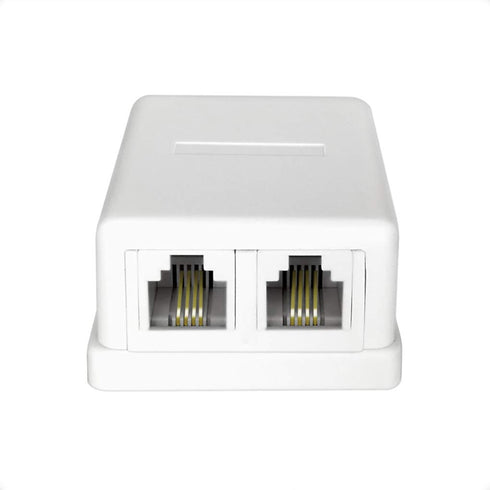 NECABLES Phone Jack Surface Mount Dual Port Telephone Jack Box with 4 Screw Terminals to 2 RJ11
