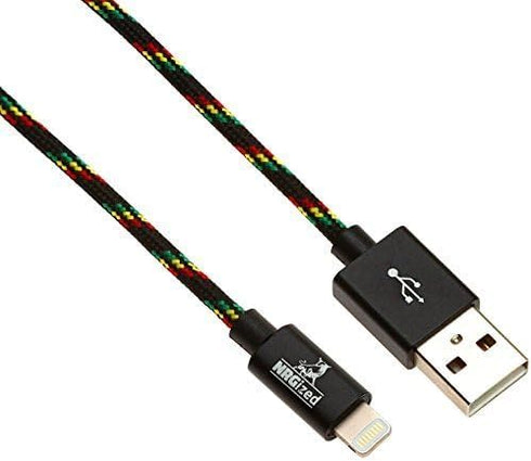 NRGPower Premium 3ft Nylon Braided USB Cable with Lightning Connector, MFi Certified for iPhone, iPad, Rasta
