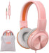 SIMOLIO Kids Headphones for Girls with MIC - Safe Volume Limiter 85dB/94dB/104dB, Foldable Sturdy & Lightweight Headset