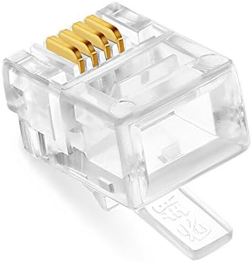 Uvital 100 Pack RJ11 6P4C Plug, Telephone Handset Flat Cord Cable Modular Plug Connector