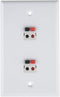 TENINYU 2 Port Speaker Jack Module Keystone Wall Plate for Home Theater - White (Single Gang, 2-Port)