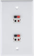 TENINYU 2 Port Speaker Jack Module Keystone Wall Plate for Home Theater - White (Single Gang, 2-Port)