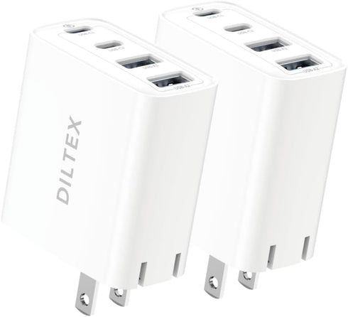 DILTEX 4USB 40W 2 Pack Ports Gan Foldable Charger - Compact USB-C & USB-A Fast Charger with Smart Power Output for Safe