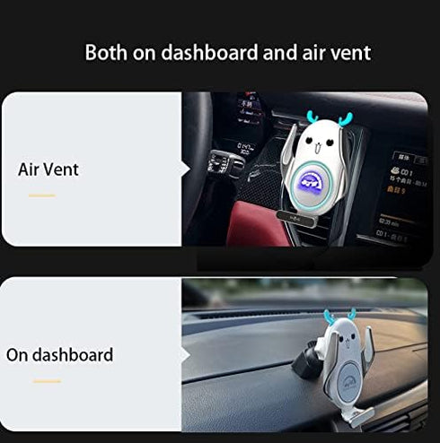 Universal Wireless Car Charger Mount, Auto-Clamping 15W Rechargeable, Air Vent Dashboard, Compatible with iPhone