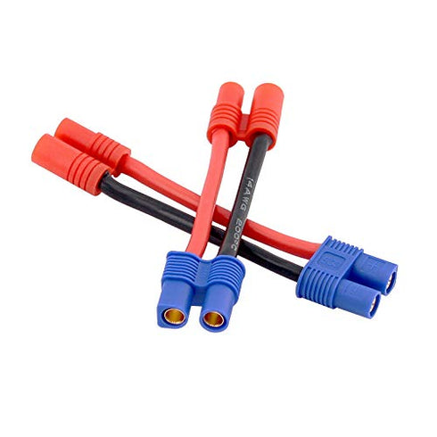 3pcs Male 3.5MM Bullets to Female EC3 Connector Adapter Cable with 5cm 14awg Wire for Super Tigre (BDHI-60)