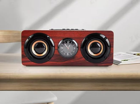 Retro Wooden 5.0 Bluetooth Speaker, Wireless Dual Loudspeakers, 10W Speaker with Superior Sound, Redwood