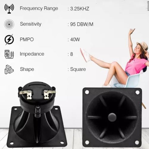 UCCKEYI 4 Pack 3.25" inch 3.25" 3.25" Flush Mount Square Super Horn Tweeter Speakers x Car Home Audio
