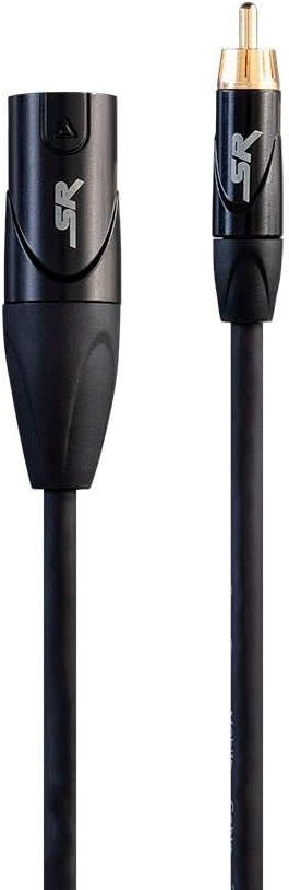 Monoprice XLR Male to RCA Male On Tour Cable - 1 Foot, Black, Heavy Gauge 24AWG
