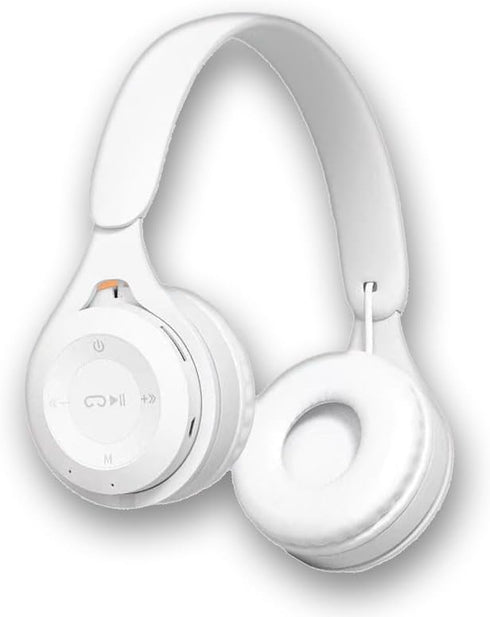 Upgraded Wireless Bluetooth Noise Cancelling Headphones with Mic, Fast Charging, Soft Earpads, Deep Bass, White
