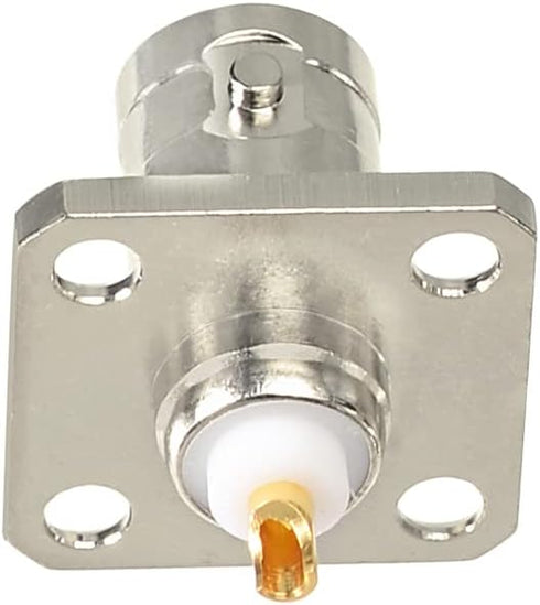 Superbat BNC Connectors, 4 Hole Flange Panel Chassis Mount Coaxial Solder Connector, 5pcs