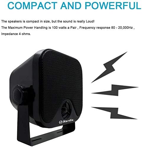 Heavy Duty Waterproof Boat Marine Box Speakers, 4 Inches, Surface Mounted for ATV UTV RZR Golf Cart