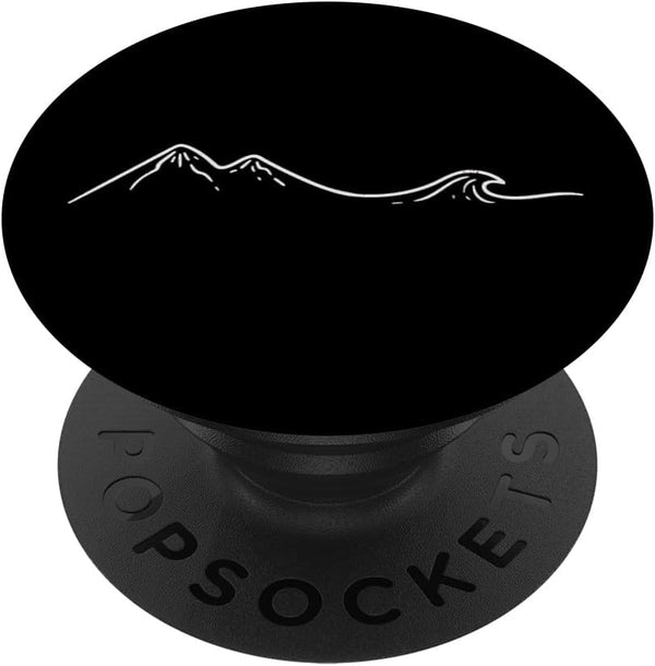 Mountain Wave Cool Black Art Drawing Hiker Ocean Gift PopSockets Standard PopGrip