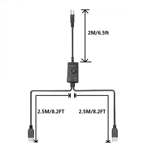HOXIBSL 14.7FT 2 1 Printer Cable Splitter in Out,Printers Cable with Toggle Switch for Two Computers Share