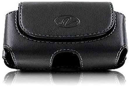 Horizontal Leather Holster for Flip Phone/Smartphone (up to 4.25x2.25x0.85 in) with Belt Clip & Loops.