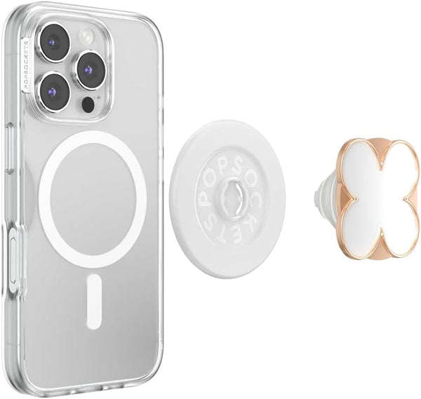 PopSockets Adhesive Phone Grip, Holder, Phone Stand, Enamel - Clover Rose Gold
