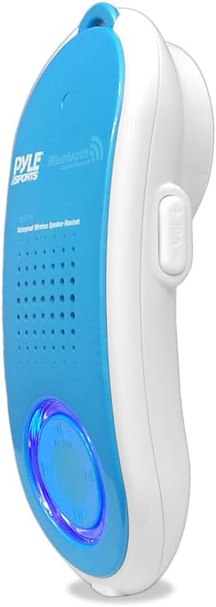 Pyle Portable Wireless Waterproof Handset Speaker - Bluetooth Shower Speaker, Rechargeable, Blue