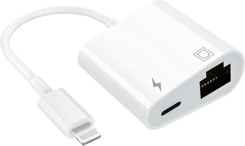 Lightning to Ethernet Adapter, Apple MFi Certified 2 in 1 RJ45 Ethernet LAN Network Adapter with Charge Port