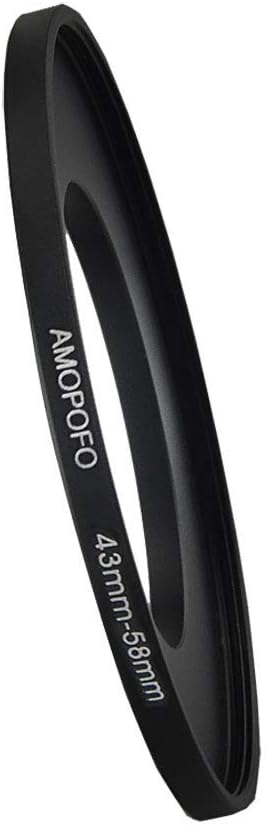 Metal Step Up Ring Adapter 43mm to 58mm, CNC Machined Space Aluminum with Matte Black Electroplated Finish