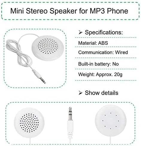 Portable 3.5mm External Speakers, Plug in Speaker with Audio Cable, Energy Saving Mini Speaker for MP3, MP4