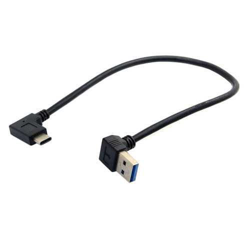 NFHK USB 3.1 Reversible USB-C Angled A Male Data Cable 90 Degree for MacBook, Tablet & Mobile Phone