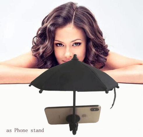 NTidea Phone Umbrella (2 Pack) for Sun Shade, Funny Snap Finger Stand Silicone Holder with Suction Cup, Black, Blue
