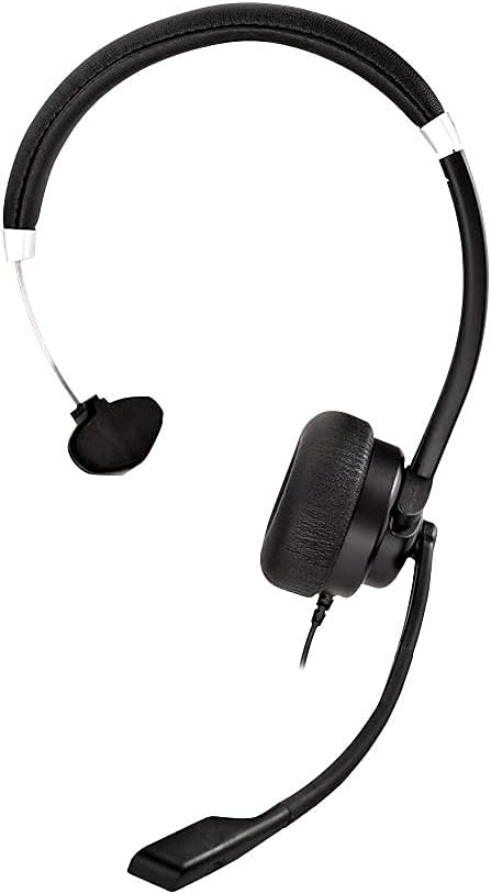 V7 Deluxe Mono Headset, USB with Boom Mic, Adjustable Headband for PC, Mac, Laptop Computer, Chromebook (Black)