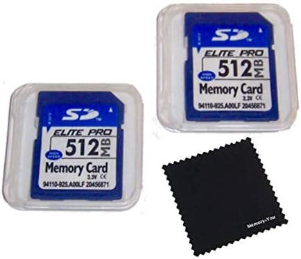 2 Pack 512MB Memory Cards, Compatible with 512 MB SD Cards, Includes Cases and Microfiber Cloth, Built to Last,