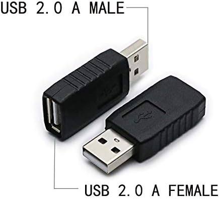 2 Pack USB 2.0 AF/AM Adapter, TYPE A Female to USB A Male Connector Converter