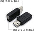 2 Pack USB 2.0 AF/AM Adapter, TYPE A Female to USB A Male Connector Converter