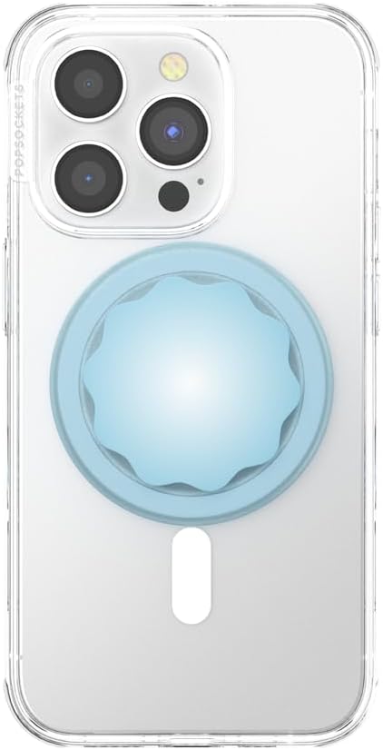 PopSockets Round Phone Grip Compatible with MagSafe, Adapter Ring for MagSafe Included - Blue Sigh, Wireless Charging