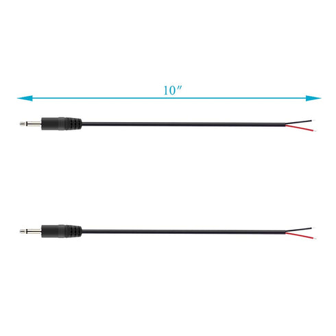 Fancasee 2-Pack 2.5mm Male Plug to Bare Wire Pigtail TS Mono Connector Adapter for Audio Repair