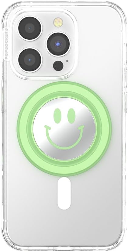 Matcha Dew Happy Reflex PopSockets Phone Grip with Expanding Kickstand, MagSafe Compatible, Wireless Charging Holder.