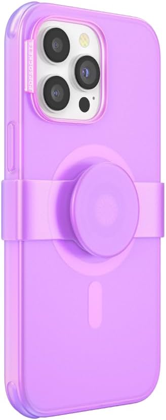 PopSockets iPhone 14 Pro Max Case - Pink Translucent, Phone Grip and Slide, Compatible with MagSafe, Wireless Charging