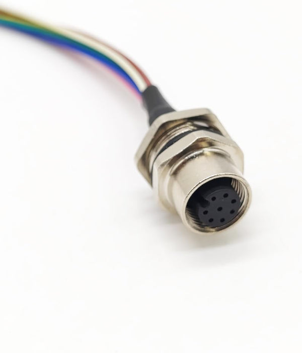 M12 8Pin Female Connector Cable, A Coded Straight Back Mount, 1M Waterproof Female Aviation Socket
