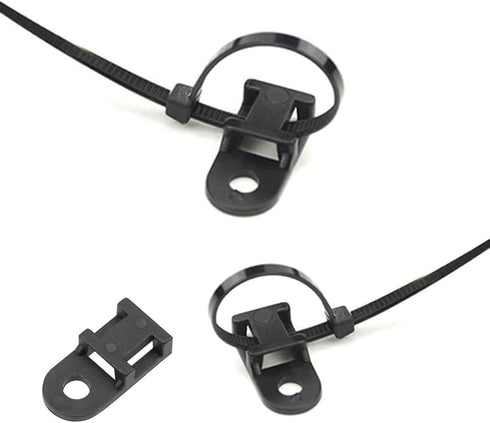120 Set Cable Zip Tie Mounts Kit, Black 6" Zip Ties, Cable Tie Base and Tapping Screw
